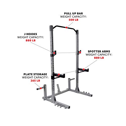 Power and Squat Rack with High Weight Capacity and Optional Olympic Weight Plate Storage