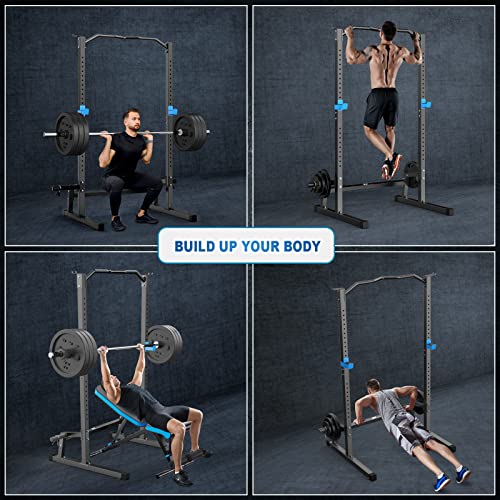 Adjustable Power Rack Cage with Pull Up Bar for Home Gym