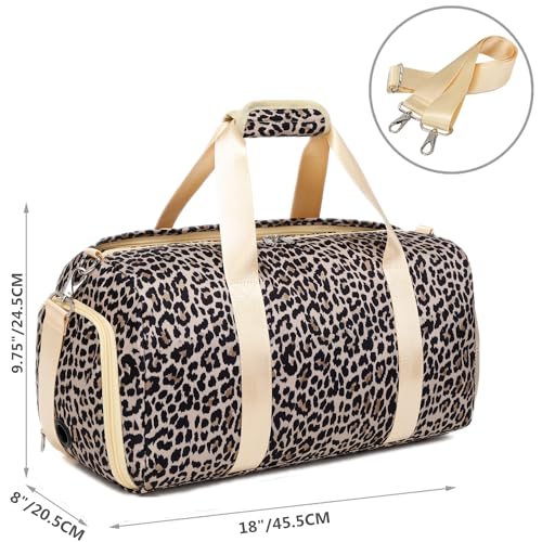 Leopard Print Dance Bag for Girls with Shoe Compartment and Wet Pocket