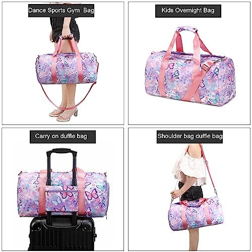 Octsky Sports Gym Bag with Shoe Compartment - Butterfly Pink