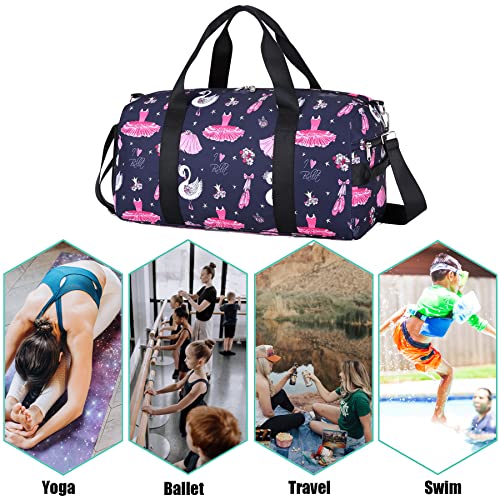 Unicorn Ballet Gym Bag for Girls with Shoe Compartments