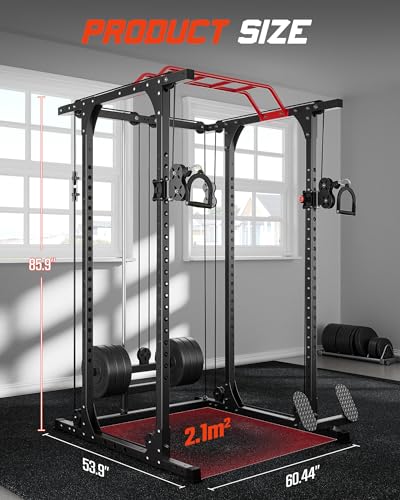 Commercial-grade Power Cage with Cable Crossover System for Home Gym