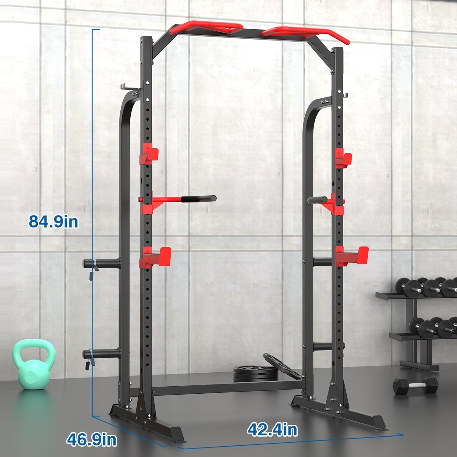 Multi-Functional Power Cage with J-Hooks and Dip Handles