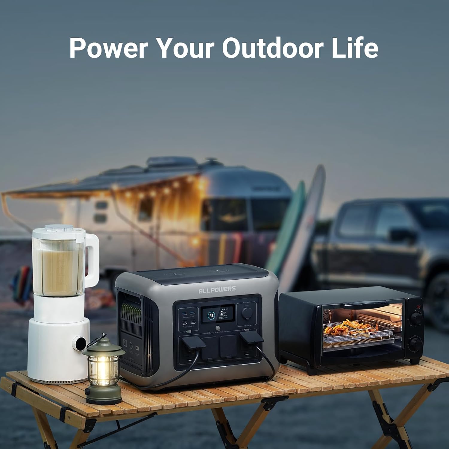 R1500 Portable Power Station, 1152Wh LiFePO4 Battery Backup w/ 4 1800W (3000W Peak) AC Outlets, 0-80% in 40 Min, 43dB UPS Solar Generator for Camping, Party, RV, Home Use